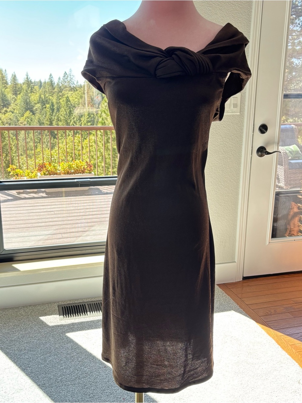 Vintage 90s Versus Gianni Versace Rare Metallic Brown Draped Dress 32/46